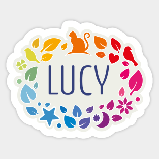 Lucy name with colorful leaves Sticker